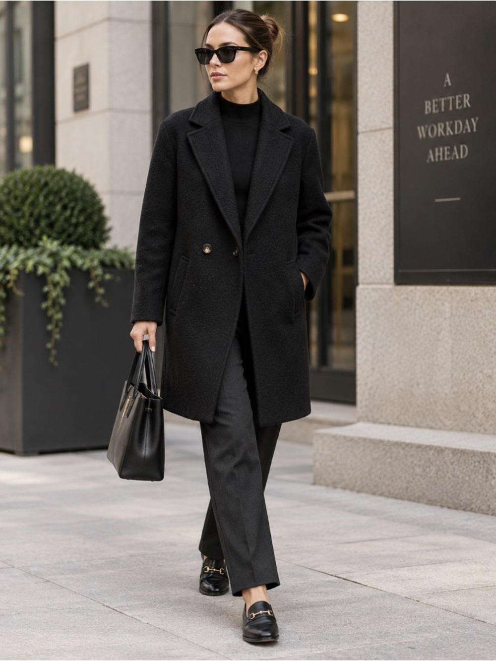 J.Crew Italian Boiled Wool Black Double Breasted Coat Size 18